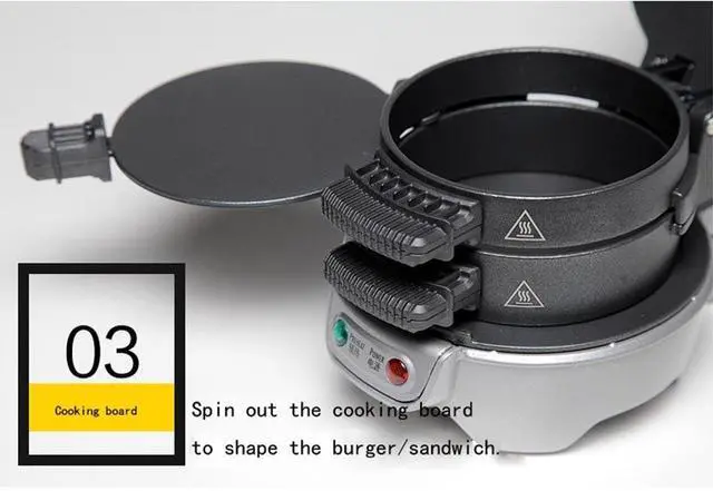 Alt view image 5 of 6 - Multifunctional Hamburger & Sandwich Maker, Electric Breakfast Griddle for Toasted Sandwiches, Eggs, and Pancakes, Non-Stick, Double-Sided Heating