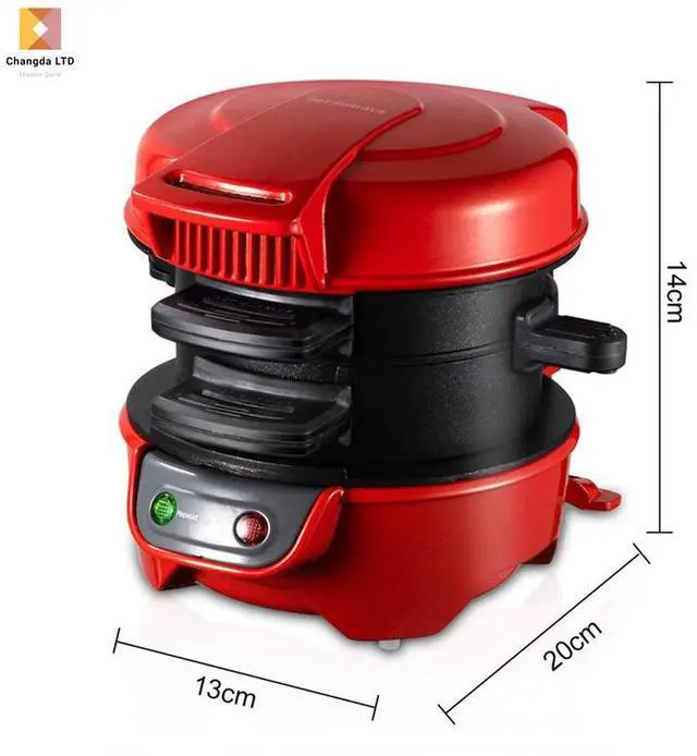 Alt view image 6 of 6 - Multifunctional Hamburger & Sandwich Maker, Electric Breakfast Griddle for Toasted Sandwiches, Eggs, and Pancakes, Non-Stick, Double-Sided Heating