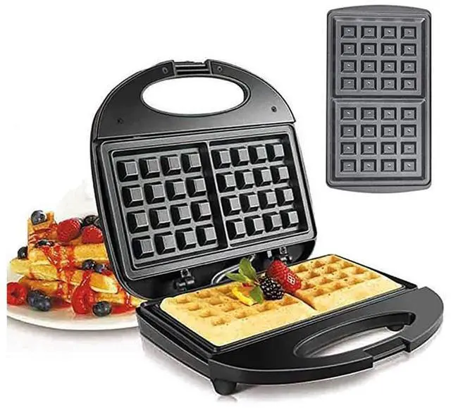 Main image of Dual-Heating 110V Waffle & Sandwich Maker Non-Stick Coating, Home Breakfast Machine with US Standard Plug