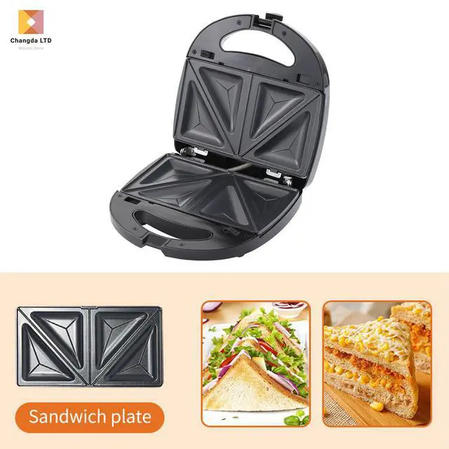 Alt view image 5 of 7 - Adjustable Temp 3-in-1 Sandwich & Waffle Maker Multifunctional Breakfast Machine with Non-Stick Plates, for Grilled Cheese, Pancakes, Steak & Toast