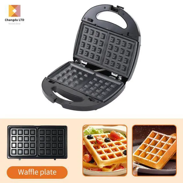 Alt view image 3 of 7 - Adjustable Temp 3-in-1 Sandwich & Waffle Maker Multifunctional Breakfast Machine with Non-Stick Plates, for Grilled Cheese, Pancakes, Steak & Toast