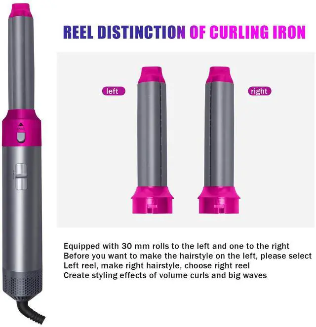 Alt view image 4 of 7 - 5-in-1 Multi-Functional Hot Air Styler High-Power Hair Dryer Brush, Straightening & Curling 2-in-1, Negative Ion Technology, 3 Heat Settings, for Home Use