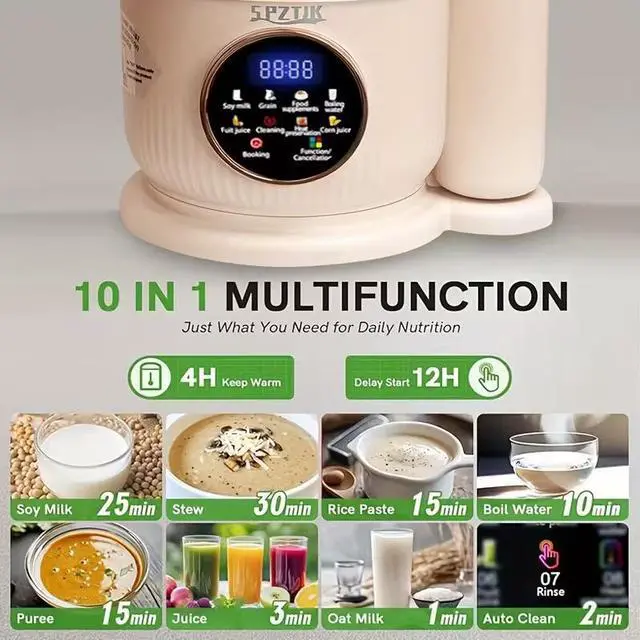 Alt view image 3 of 5 - Multifunctional Soy Milk Maker, Large Capacity Nut Milk Blender, Personal-Size Plant-Based Beverage Machine, Juice/Smoothie/Nut Milk Maker with Self-Cleaning