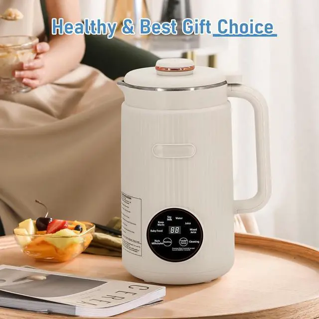 Alt view image 3 of 7 - Mini Soy Milk Maker Machine 6-in-1 Automatic Nut Milk Blender, 304 Stainless Steel, Self-Cleaning, 12-Hour Preset, for Homemade Almond / Oat / Soy Milk and Plant-Based Beverages