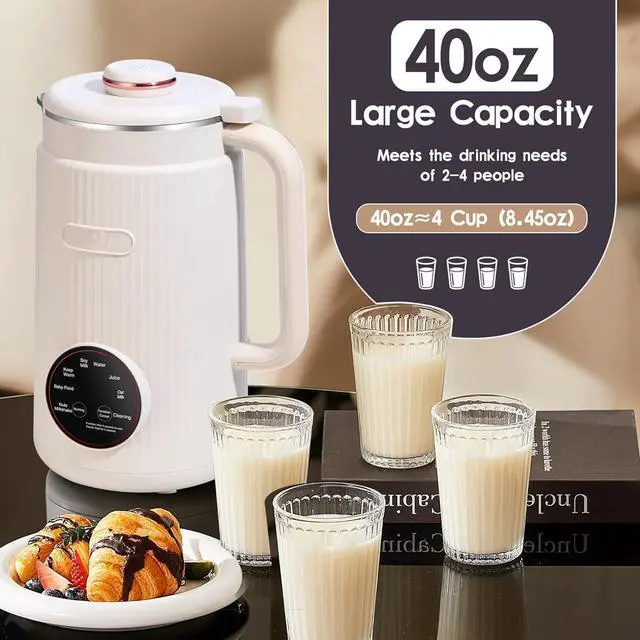 Alt view image 2 of 7 - Mini Soy Milk Maker Machine 6-in-1 Automatic Nut Milk Blender, 304 Stainless Steel, Self-Cleaning, 12-Hour Preset, for Homemade Almond / Oat / Soy Milk and Plant-Based Beverages