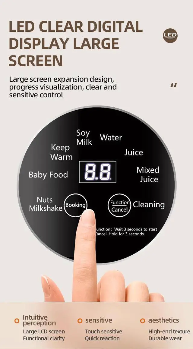 Alt view image 6 of 7 - Mini Soy Milk Maker Machine 6-in-1 Automatic Nut Milk Blender, 304 Stainless Steel, Self-Cleaning, 12-Hour Preset, for Homemade Almond / Oat / Soy Milk and Plant-Based Beverages