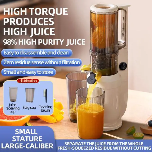 Alt view image 4 of 7 - Juicer Machine with Pulp & Juice Separation Automatic Whole Fruit Press, Slow Masticating Juicer with Large Feeding Chute, Easy to Clean,Cold Press Technology, Household Full-Auto Citrus Extractor