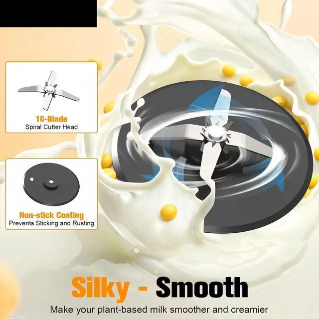Alt view image 3 of 5 - Household Soy Milk Maker Fully Automatic No-Cook, Large Capacity, Multi-Functional Mini Nut Milk Machine for Baby Food, Porridge & Juicing, Self-Cleaning