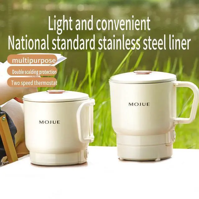 Alt view image 3 of 6 - Collapsible Travel Kettle Portable Electric Hot Water Boiler, Insulated, Stainless Steel, Mini 1-Cup Capacity, Foldable Handle for Travel