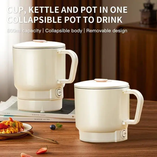 Alt view image 4 of 6 - Collapsible Travel Kettle Portable Electric Hot Water Boiler, Insulated, Stainless Steel, Mini 1-Cup Capacity, Foldable Handle for Travel