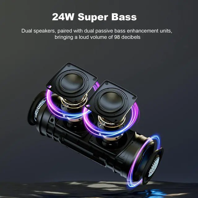 Alt view image 3 of 7 - Portable 20W Bluetooth Speaker with Long Battery Life, IPX7 Waterproof, and TWS Pairing for Outdoor Sports, Travel, and Camping