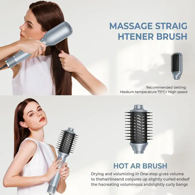 Alt view image 4 of 7 - 5-in-1 Multifunctional Hot Air Styler with Negative Ion Technology High-Speed Hair Dryer Brush, Auto-Curling Wand, Straightening Comb & Volumizing Set for All Hair Types