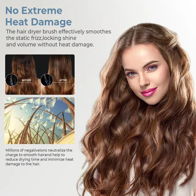 Alt view image 7 of 7 - 5-in-1 Multifunctional Hot Air Styler with Negative Ion Technology High-Speed Hair Dryer Brush, Auto-Curling Wand, Straightening Comb & Volumizing Set for All Hair Types