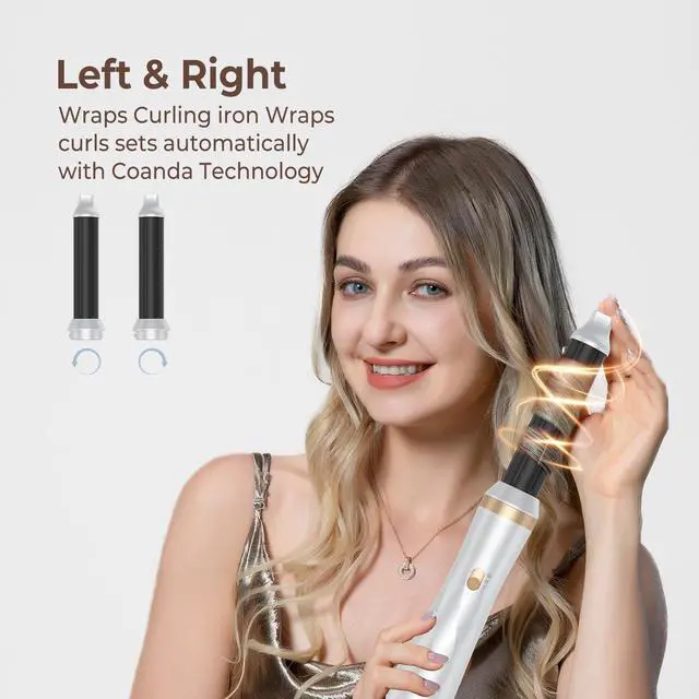 Alt view image 2 of 7 - 5-in-1 Hot Air Styler with Auto-Wrap Curler, Straightening Brush & Volumizing Blow Dryer Multi-Functional Negative Ion Hair Styling Set for All Hair Types