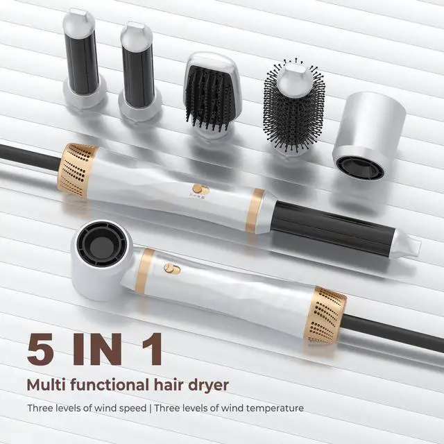 Alt view image 5 of 7 - 5-in-1 Hot Air Styler with Auto-Wrap Curler, Straightening Brush & Volumizing Blow Dryer Multi-Functional Negative Ion Hair Styling Set for All Hair Types