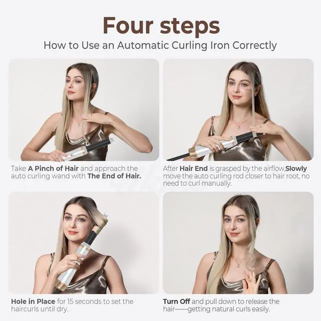 Alt view image 4 of 7 - 5-in-1 Hot Air Styler with Auto-Wrap Curler, Straightening Brush & Volumizing Blow Dryer Multi-Functional Negative Ion Hair Styling Set for All Hair Types