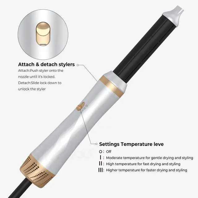 Alt view image 6 of 7 - 5-in-1 Hot Air Styler with Auto-Wrap Curler, Straightening Brush & Volumizing Blow Dryer Multi-Functional Negative Ion Hair Styling Set for All Hair Types