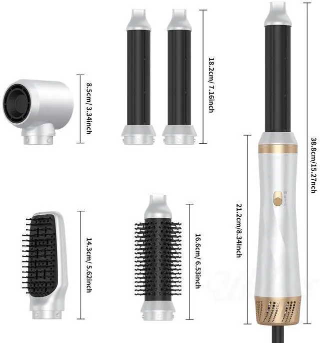 Alt view image 7 of 7 - 5-in-1 Hot Air Styler with Auto-Wrap Curler, Straightening Brush & Volumizing Blow Dryer Multi-Functional Negative Ion Hair Styling Set for All Hair Types