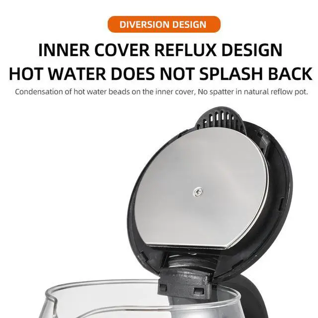 Alt view image 2 of 7 - US Standard 2L Blue Light Glass Electric Kettle Automatic Shut-Off, Anti-Scald, BPA-Free Borosilicate Glass, Fast Boil, 110V