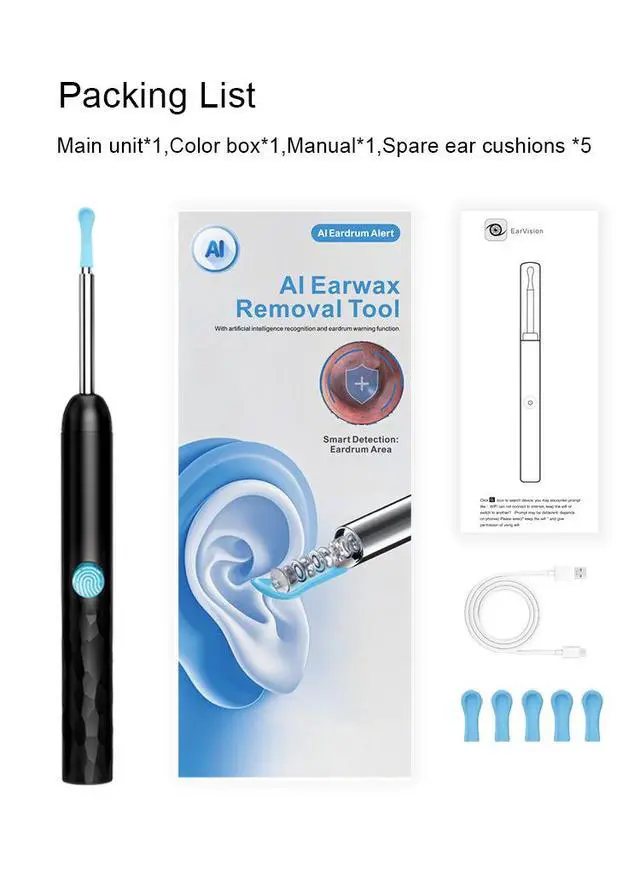 Alt view image 7 of 7 - Wireless WiFi Visual Ear Cleaner HD Smart Earwax Removal Kit with Rechargeable Illuminated Ear Pick, Complete Set for Safe & Precise Cleaning