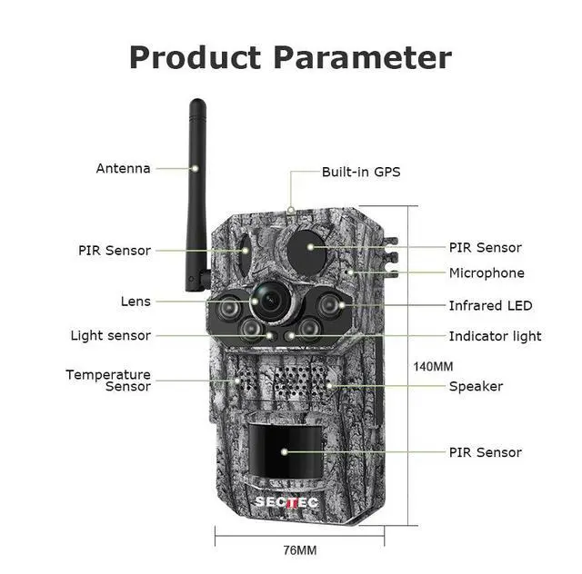 Alt view image 7 of 7 - Smart GPS Hunting Camera with Temperature Detection 4G/WiFi Trail Camera, 4K HD Night Vision, Motion-Activated Wildlife Scouting Camera for Outdoor Hunting & Animal Observation