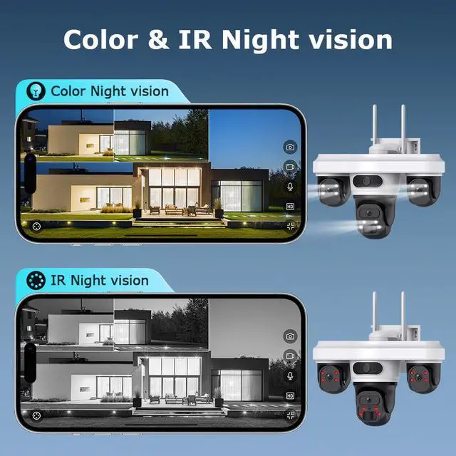 Alt view image 4 of 7 - 9MP Full-Color AI Security Camera with AOV Triple-Lens, Low-Power Outdoor Remote Monitoring, 24/7 Recording