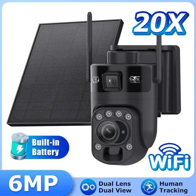 Main image of 20X Optical Zoom 6MP Dual-Lens Solar Camera 4G LTE Cellular & WiFi Connectivity, 355° Pan 90° Tilt, Outdoor PTZ with PIR Human Detection, Full-Color Night Vision