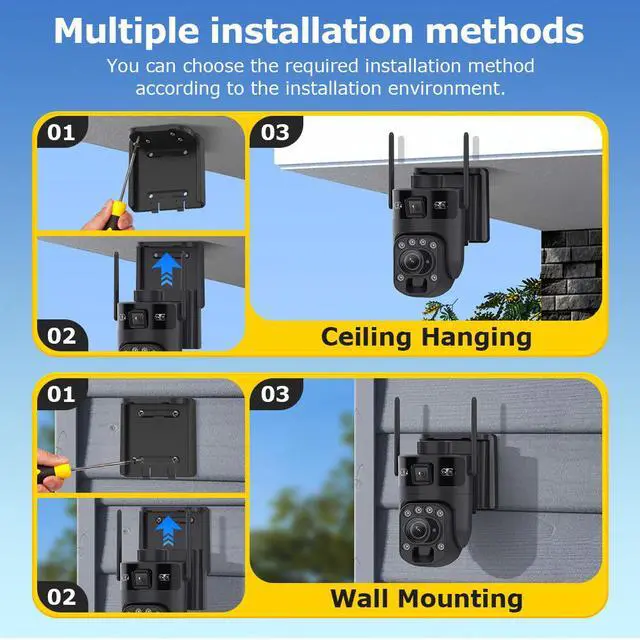 Alt view image 3 of 7 - 20X Optical Zoom 6MP Dual-Lens Solar Camera 4G LTE Cellular & WiFi Connectivity, 355° Pan 90° Tilt, Outdoor PTZ with PIR Human Detection, Full-Color Night Vision