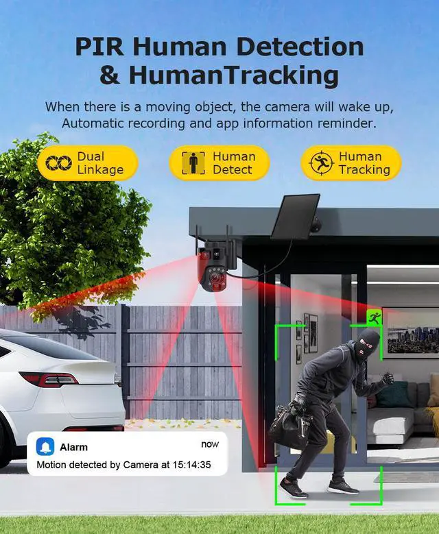 Alt view image 6 of 7 - 20X Optical Zoom 6MP Dual-Lens Solar Camera 4G LTE Cellular & WiFi Connectivity, 355° Pan 90° Tilt, Outdoor PTZ with PIR Human Detection, Full-Color Night Vision