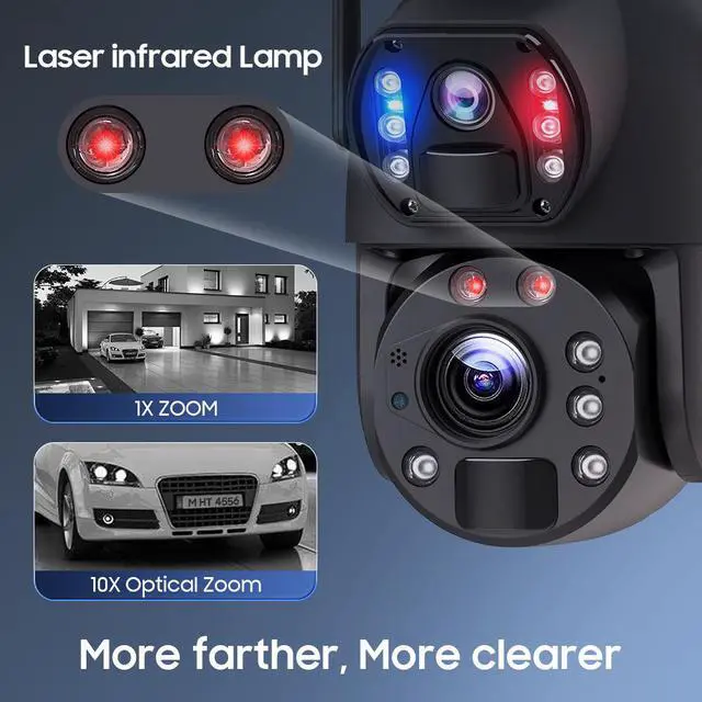 Alt view image 2 of 7 - Solar-Powered 6MP Dual-Lens PTZ Security Camera 20X Optical Zoom, Remote Monitoring, Weatherproof Outdoor Surveillance
