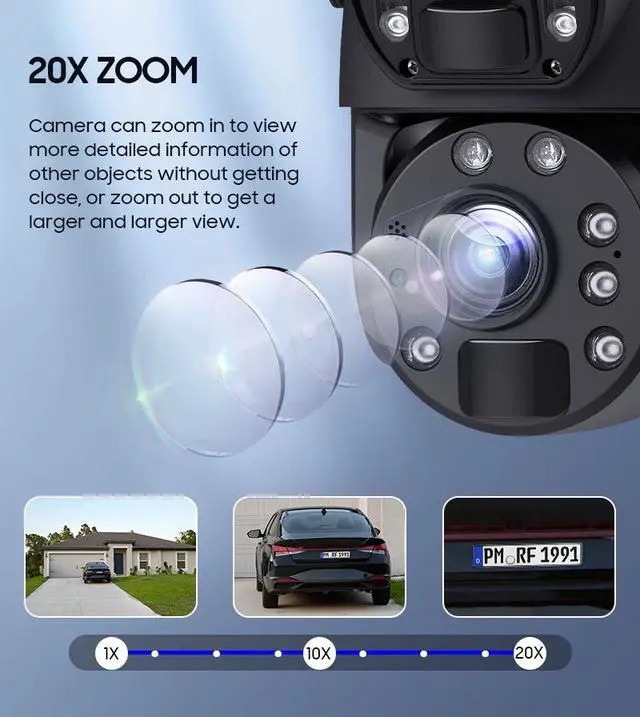 Alt view image 5 of 7 - Solar-Powered 6MP Dual-Lens PTZ Security Camera 20X Optical Zoom, Remote Monitoring, Weatherproof Outdoor Surveillance