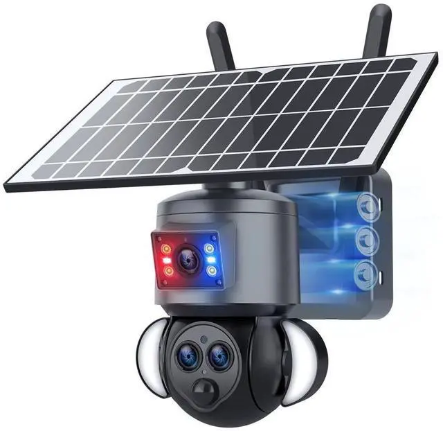 Main image of 15X Zoom Solar Security Camera, 3-Lens Outdoor PTZ, 4G/WiFi Wireless, IR Night Vision, Motion Tracking, PIR Alert, IP66 Weatherproof