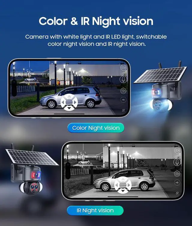 Alt view image 7 of 7 - 15X Zoom Solar Security Camera, 3-Lens Outdoor PTZ, 4G/WiFi Wireless, IR Night Vision, Motion Tracking, PIR Alert, IP66 Weatherproof