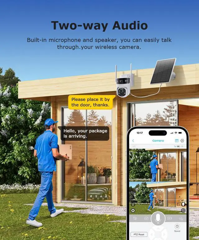 Alt view image 5 of 7 - 15X Zoom Solar Security Camera, 6MP Wireless Outdoor PTZ, 355° Pan 90° Tilt, Color Night Vision, PIR Human Detection, 4G/WiFi Dual Connectivity, IP66 Weatherproof