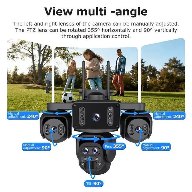 Alt view image 5 of 7 - AOV Solar Security Camera 4G Wireless PTZ with 4-Screen View, Full-Color Night Vision & PIR Motion Detection
