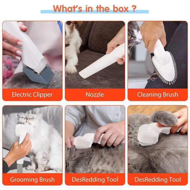 Alt view image 4 of 6 - Pet Multifunctional Grooming Kit with Vacuum Dog/Cat Hair Clipper & Vacuum Cleaner Set, Integrated Suction, Low Noise, for Home Use -Grey