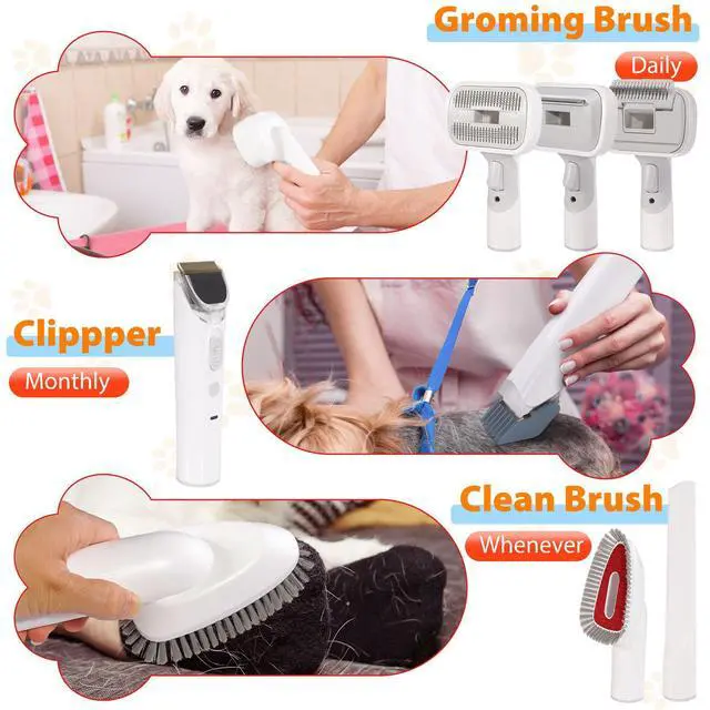 Alt view image 5 of 6 - Pet Multifunctional Grooming Kit with Vacuum Dog/Cat Hair Clipper & Vacuum Cleaner Set, Integrated Suction, Low Noise, for Home Use -Grey
