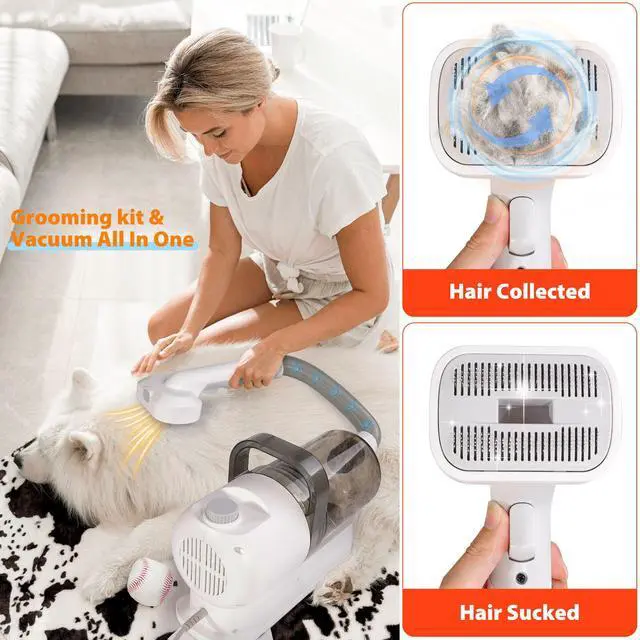 Alt view image 6 of 6 - Pet Multifunctional Grooming Kit with Vacuum Dog/Cat Hair Clipper & Vacuum Cleaner Set, Integrated Suction, Low Noise, for Home Use -Grey