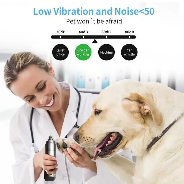 Alt view image 4 of 7 - Pet Electric Nail Grinder & Clipper Set Rechargeable, LED Light, Low Noise, for Dogs and Cats, Safe & Gentle Nail Care