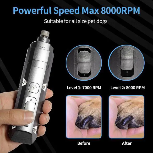 Alt view image 2 of 7 - Pet Electric Nail Grinder & Clipper Set Rechargeable, LED Light, Low Noise, for Dogs and Cats, Safe & Gentle Nail Care
