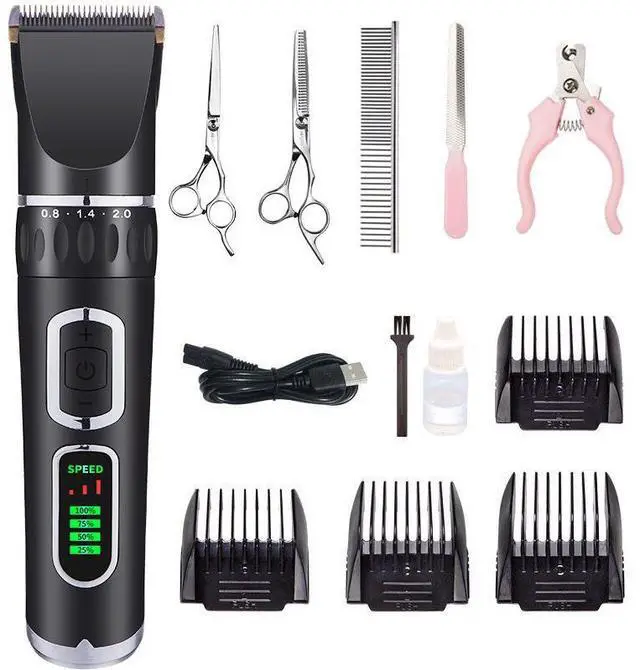 Main image of Pet Electric Clipper with LCD Display Rechargeable Grooming Shaver for Dogs, Cats & Poodles, Adjustable Speed, Low Noise, Long Battery Life