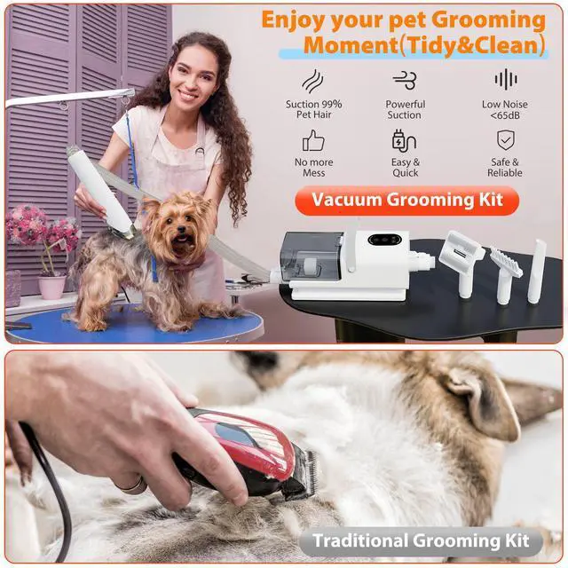 Alt view image 5 of 7 - Pet Grooming Vacuum & Blow Dryer Integrated Suction, Trimmer & Hair Dryer for Dogs & Cats, Low Noise, Dust Cup