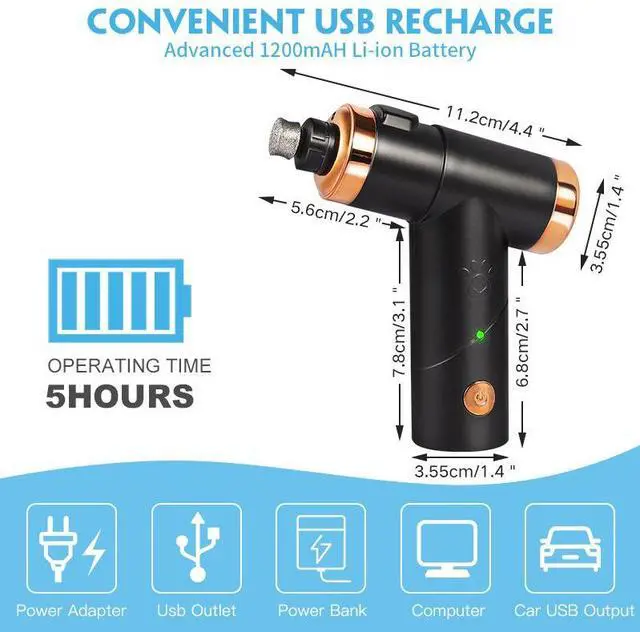 Alt view image 2 of 7 - Rechargeable Pet Nail Grinder Quiet Electric Dog/Cat Nail Trimmer & Clipper Set, Safety Guard, LED Light, USB Charging, 2-Speed Adjustable