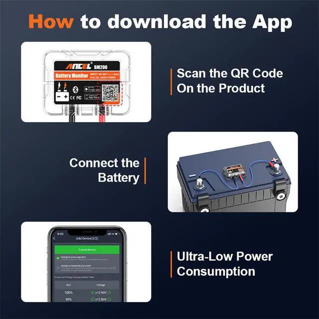 Alt view image 7 of 7 - 12V Bluetooth Car Battery Monitor & Tester Automotive Battery Health Analyzer with Cranking & Charging System Test for Car/RV/Motorcycle/Boat