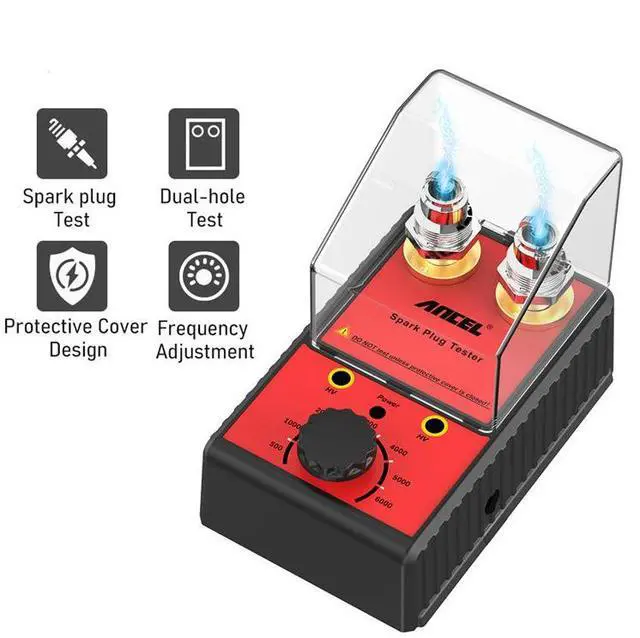Main image of Dual-Hole Spark Plug Tester Ignition System High-Voltage Diagnostic Tool with Engine Simulation, Adjustable Frequency & Protective Cover