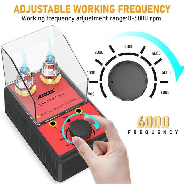 Alt view image 3 of 7 - Dual-Hole Spark Plug Tester Ignition System High-Voltage Diagnostic Tool with Engine Simulation, Adjustable Frequency & Protective Cover