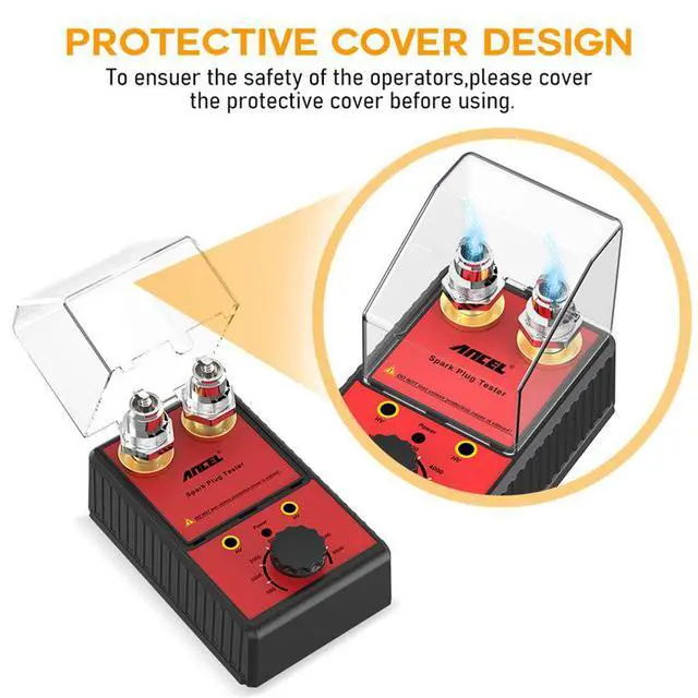 Alt view image 6 of 7 - Dual-Hole Spark Plug Tester Ignition System High-Voltage Diagnostic Tool with Engine Simulation, Adjustable Frequency & Protective Cover