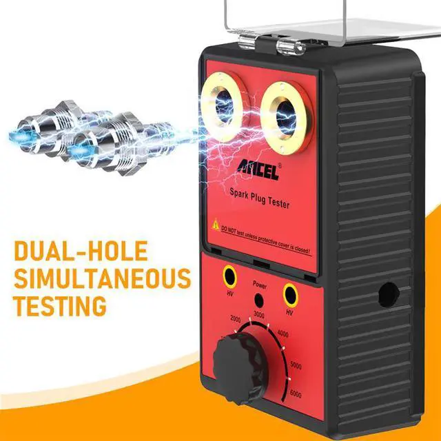 Alt view image 5 of 7 - Dual-Hole Spark Plug Tester Ignition System High-Voltage Diagnostic Tool with Engine Simulation, Adjustable Frequency & Protective Cover