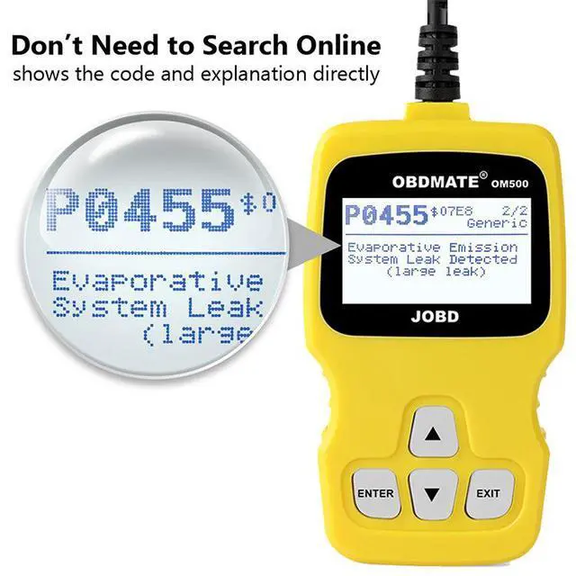 Alt view image 4 of 7 - Automotive Fault Code Reader Universal OBD2 Diagnostic Tool for Honda/Toyota/Nissan & More, Clear Check Engine Light, Backlit LCD Display