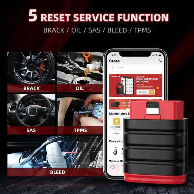 Main image of OBD2 Full System Diagnostic Tool Bluetooth Car Scanner with Oil Reset, EPB Reset, SAS Reset, TPMS Reset & ABS Bleed, Works on 120+ Vehicle Makes